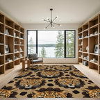 Brown Leopard Floral Repeat Wildlife Rug