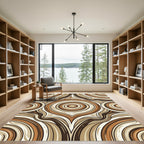 Earthy Concentric Swirls Pattern Rug
