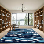 Deep Blue Ocean Waves Cascade Rug
