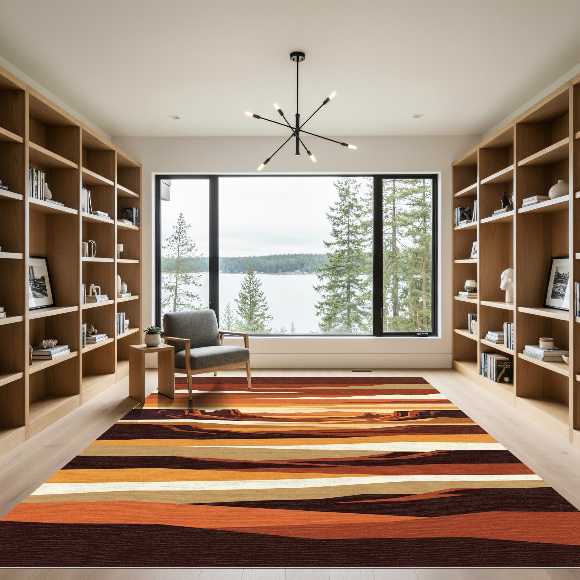 Earthy Orange Desert Mesa Stripes Rug