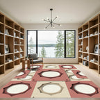 Geometric Dusty Rose Interlocking Circle Tile Rug