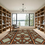 Symmetrical Wood Trestle Lattice Tile Rug
