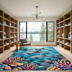 Underwater Dolphin Reef Coral Scene Rug