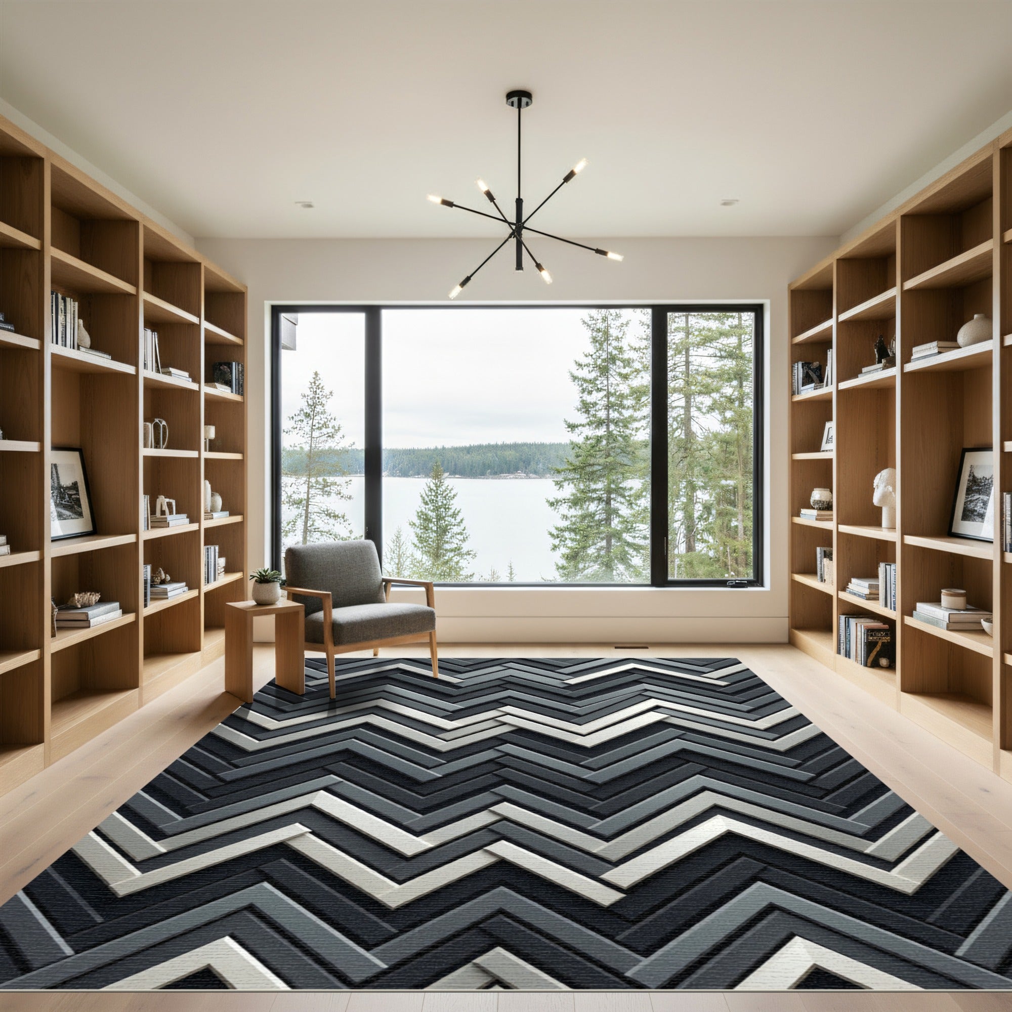 Charcoal Gray Chevron Interlock Rug