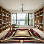 Dramatic Red Theater Mask Gold Frame Rug
