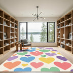 Playful Pastel Heart Scattered Collage Rug