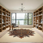 Intricate Rust Copper Floral Medallion Rug