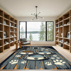 Rustic Gray Barn Pet Paw Bowl Rug