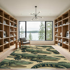 Alligator Reptile Green Safari Illustration Rug