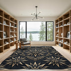 Midnight Gold Geometric Celestial Star Rug