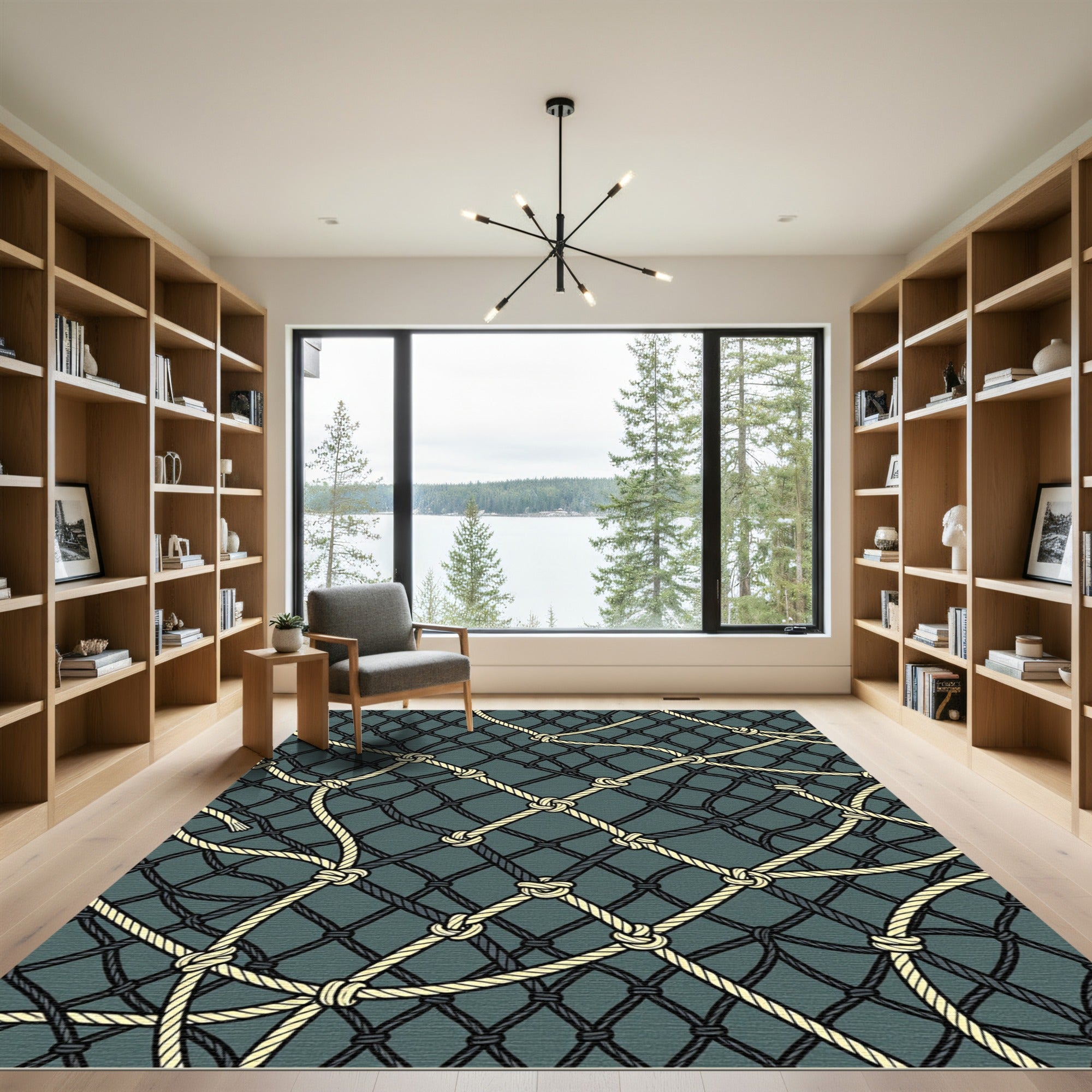 Nautical Interwoven Rope Net Rug