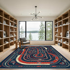 Retro Race Track Geometric Circuit Art Rug
