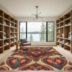 Orange Heart Ornate Scroll Tie Rug