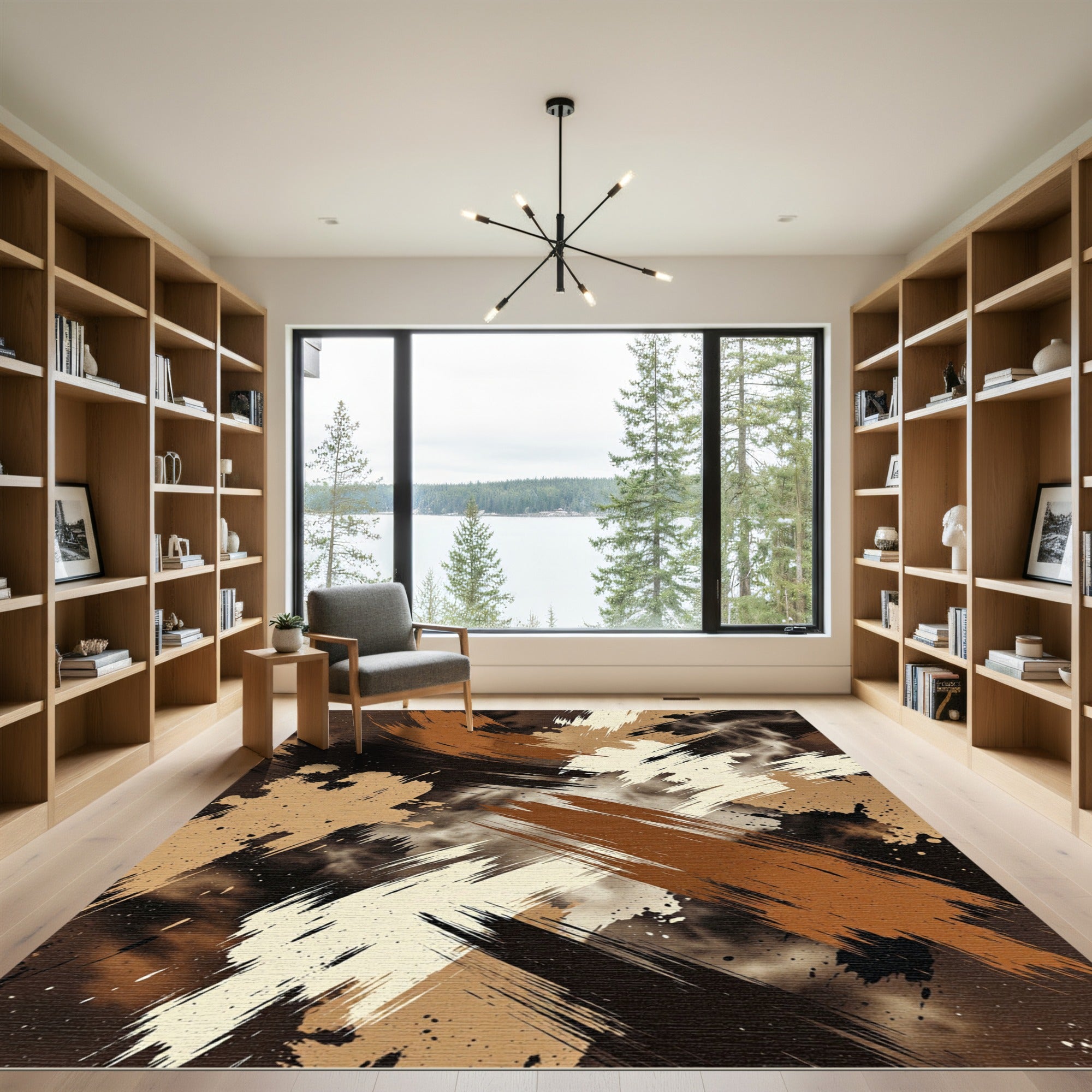 Earthy Tone Abstract Brush Stroke Rug