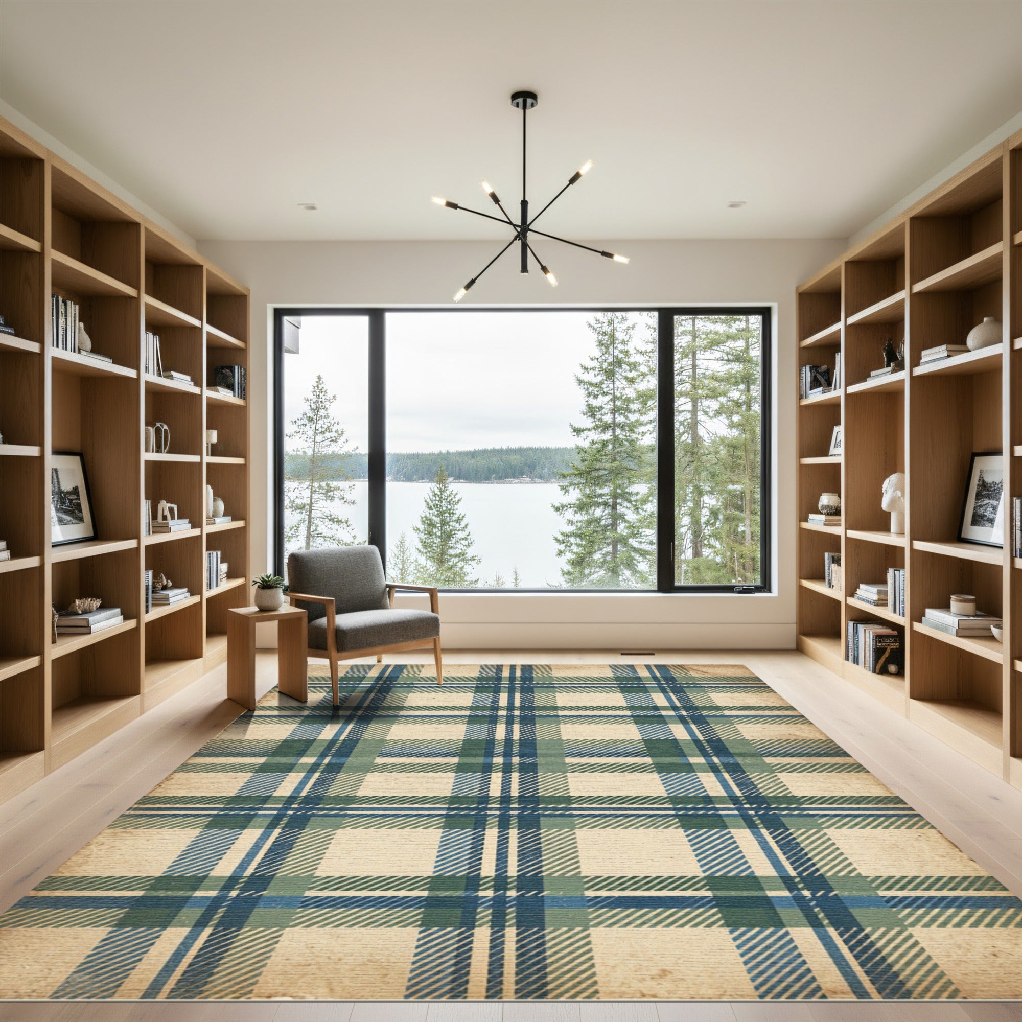Vintage Blue and Green Plaid Rug