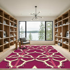 Ornate Burgundy Trellis with Floral Accents Rug
