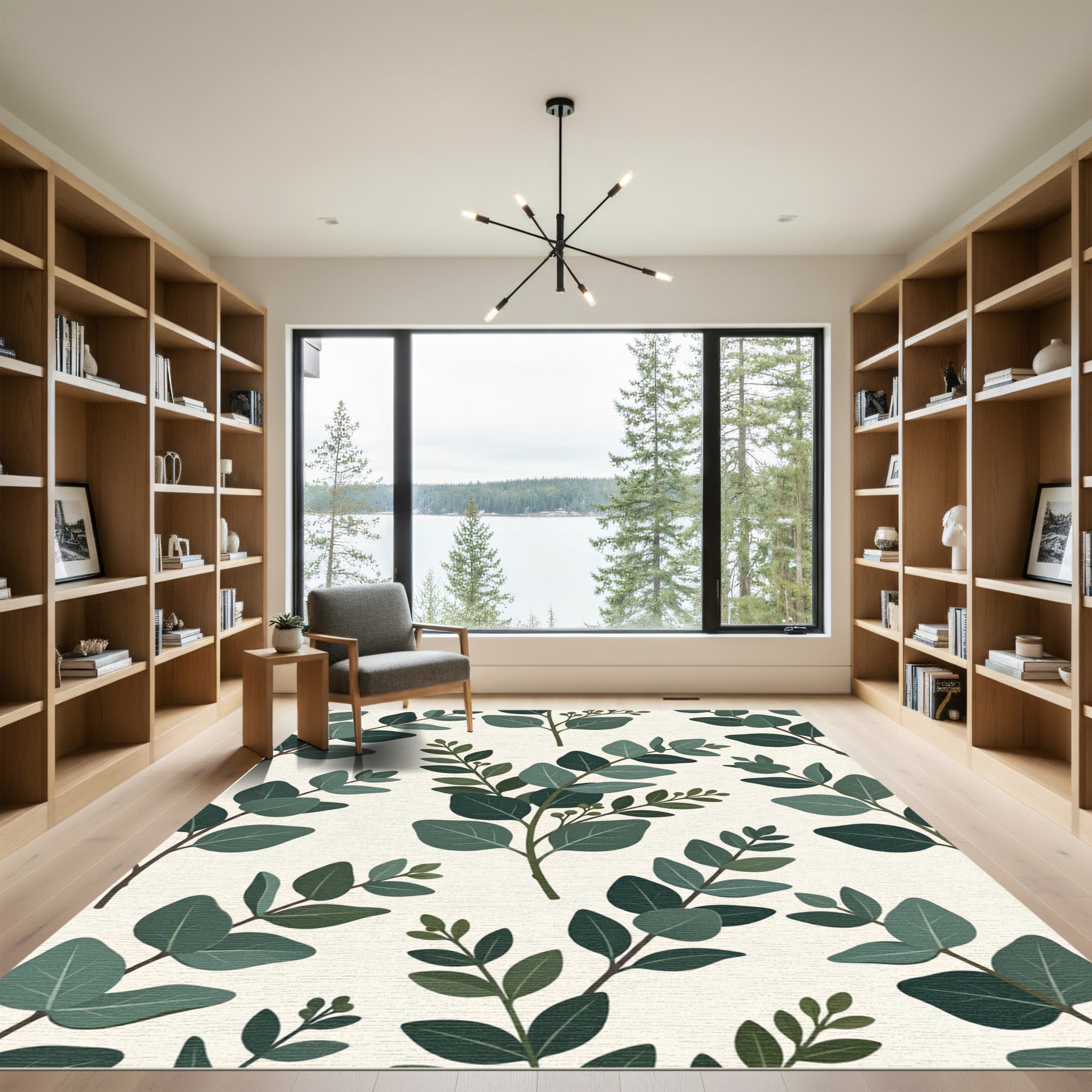 Botanical Eucalyptus Leaf Sage Foliage Rug