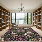 Elegant Mauve Floral Damask Tapestry Rug