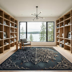 Intricate Silver Filigree Botanical Medallion Rug