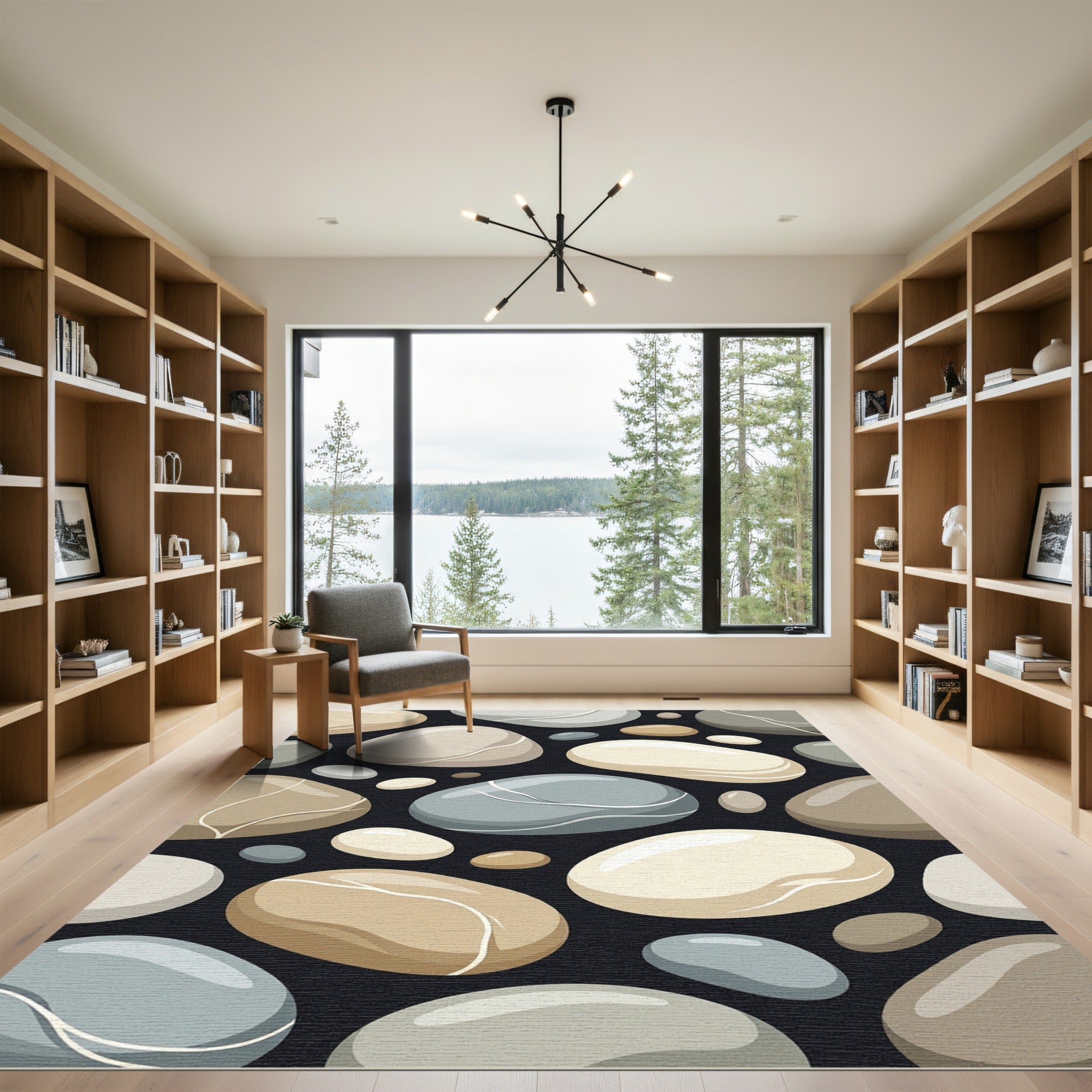 Smooth River Stones Gradient Background Rug