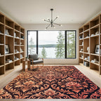 Ornate Amber Floral Damask Rug