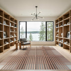 Copper Geometric Grid Intersecting Lines Rug