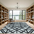 Industrial Steel Grey Geometric Lattice Rug