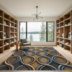 Sleek Gold and Silver Interlocking Loops Rug