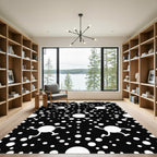 Playful White Figure Black Dot Rug