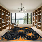 Midcentury Modern Celestial Starry Orange Rug