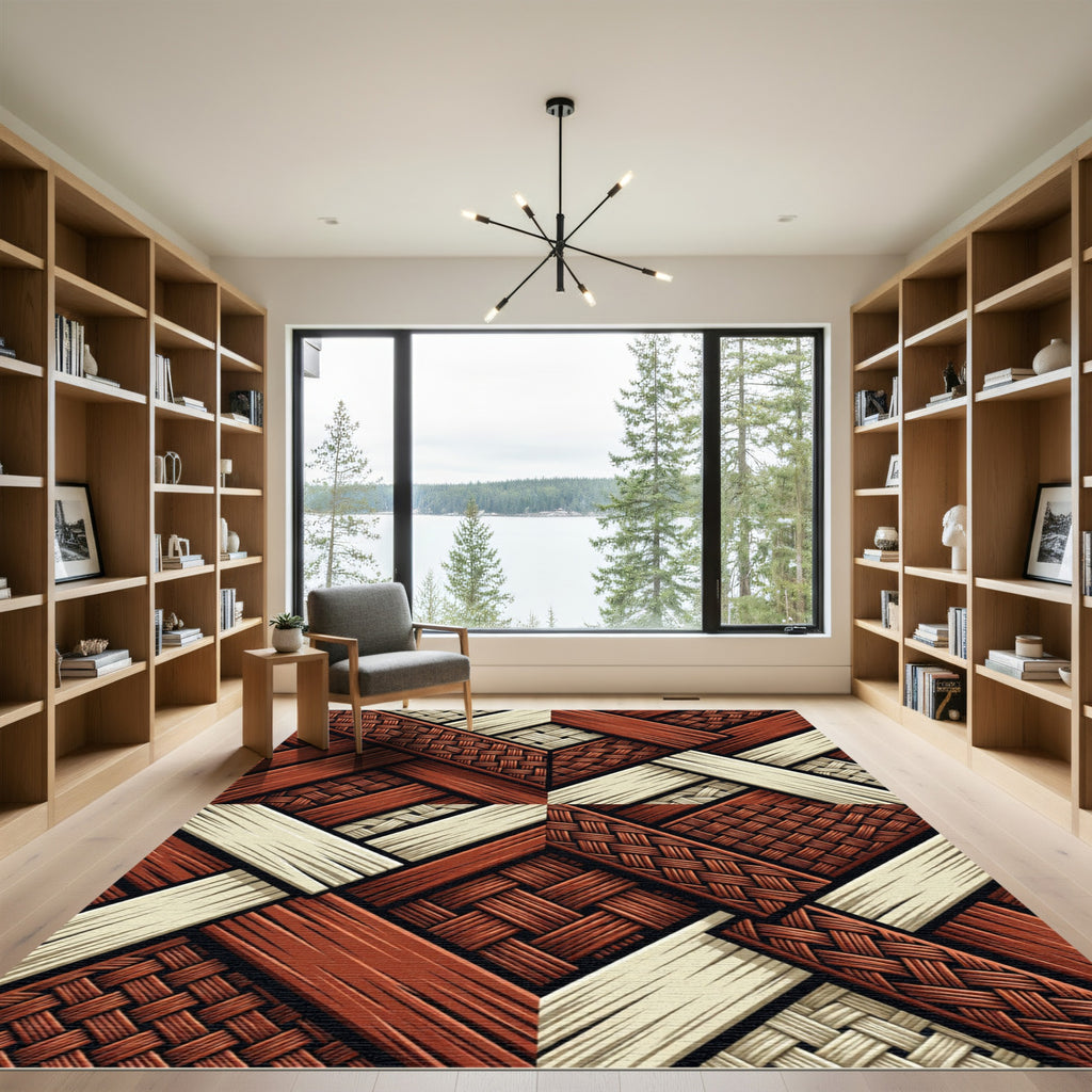 Woven Braided Amber Wood Pattern Rug