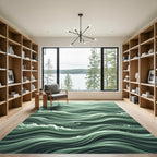 Abstract Sage Green Ethereal Ocean Swirl Rug