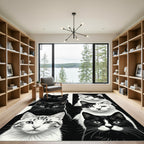 Six Black White Cat Portraits Rug