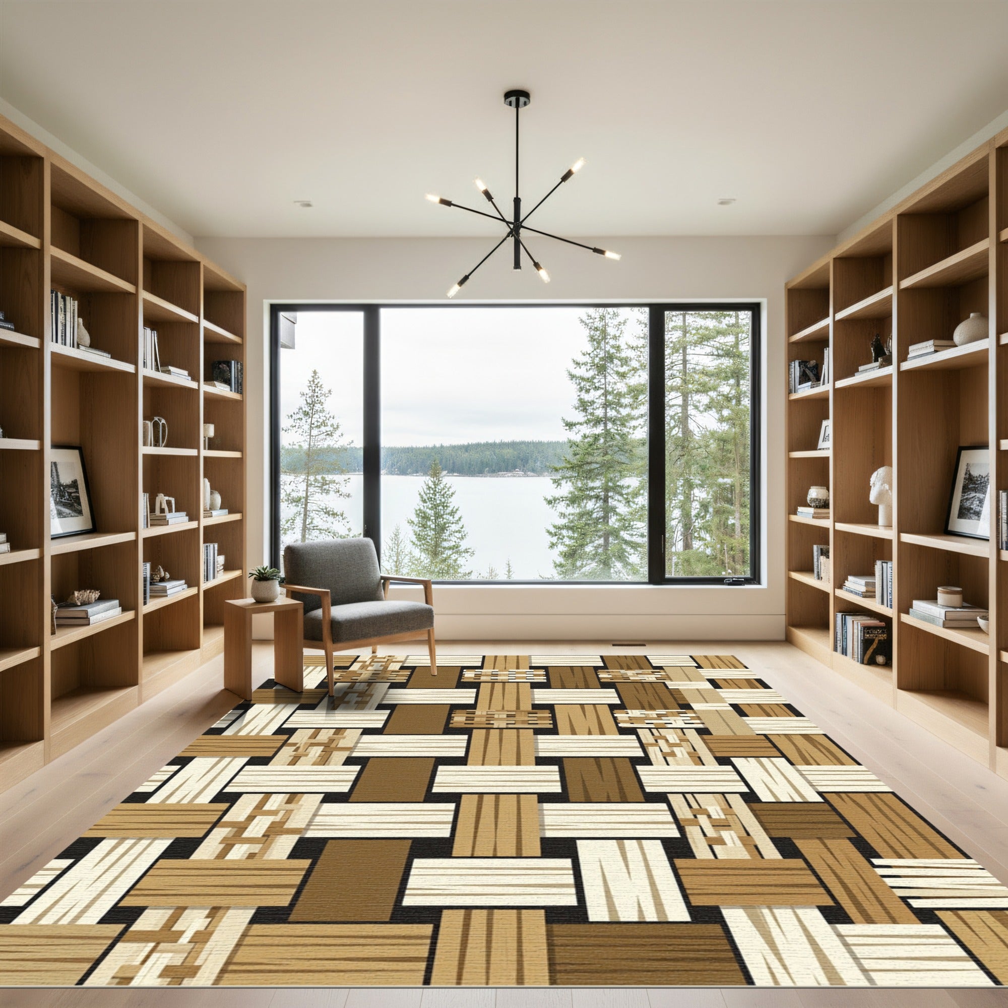 Woven Wood Plank Rectangles Rug