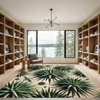 Emerald Starburst and Satellite Geometric Art Rug