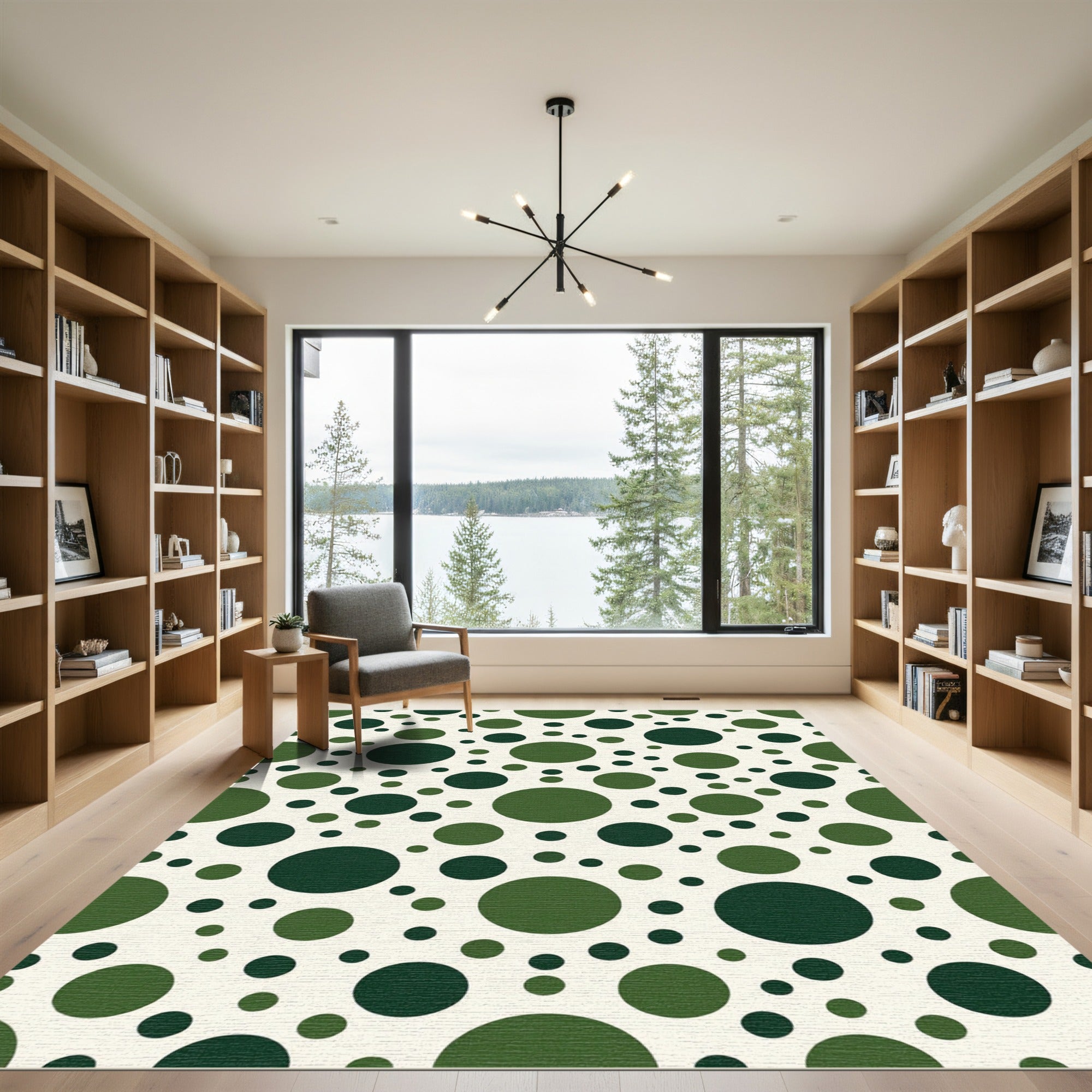 Deep Forest Polka Dot Circles Rug