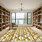 Golden Geometric Intersecting Linear Art Rug