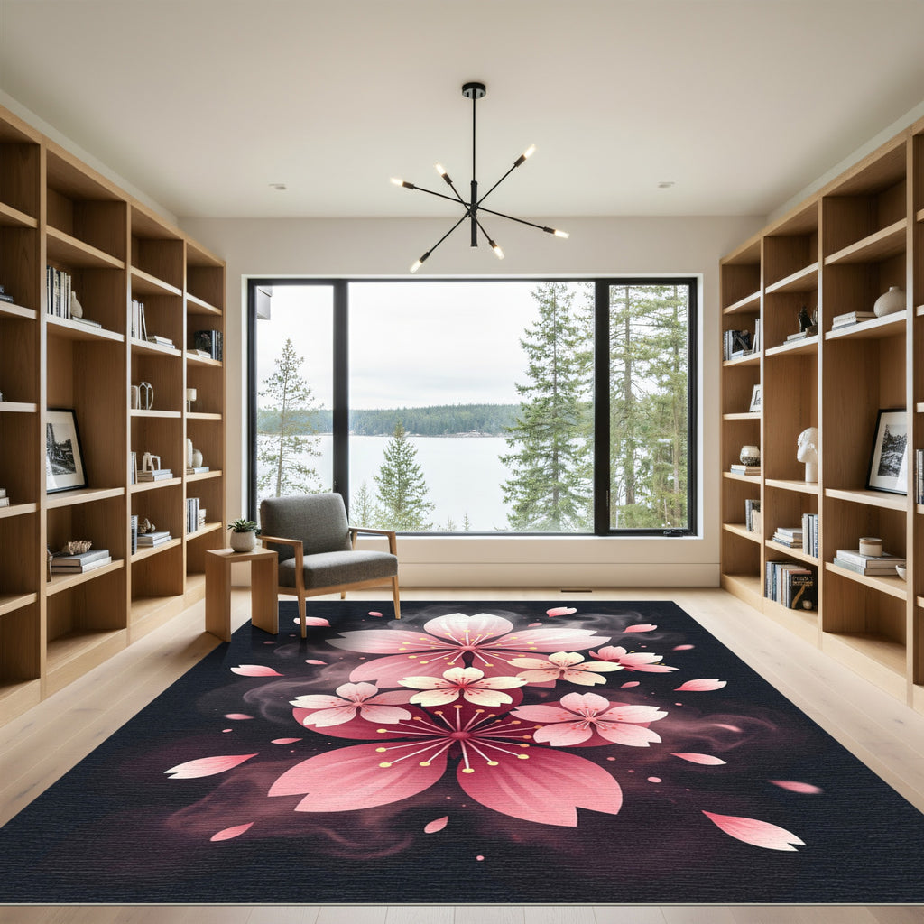 Pink Cherry Blossom Spring Swirls Rug