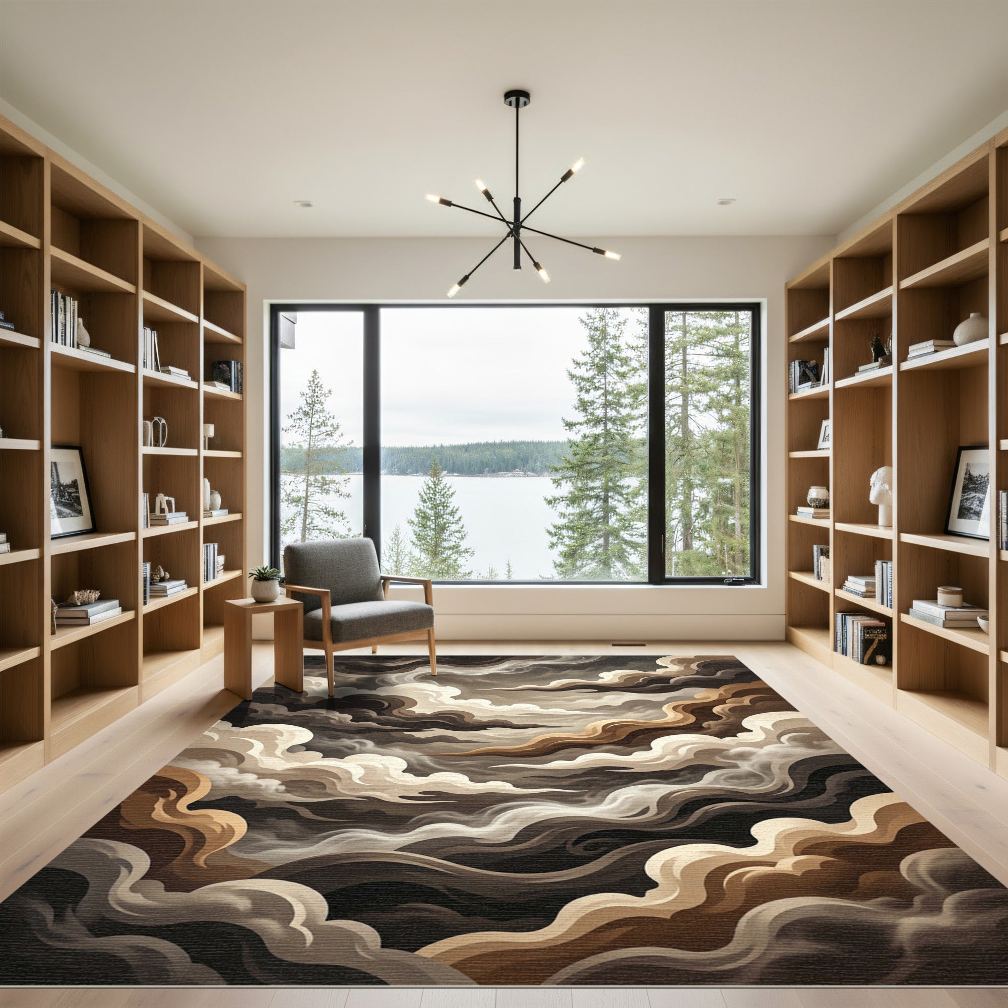 Earthy Tones Swirling Cloud Abstract Rug