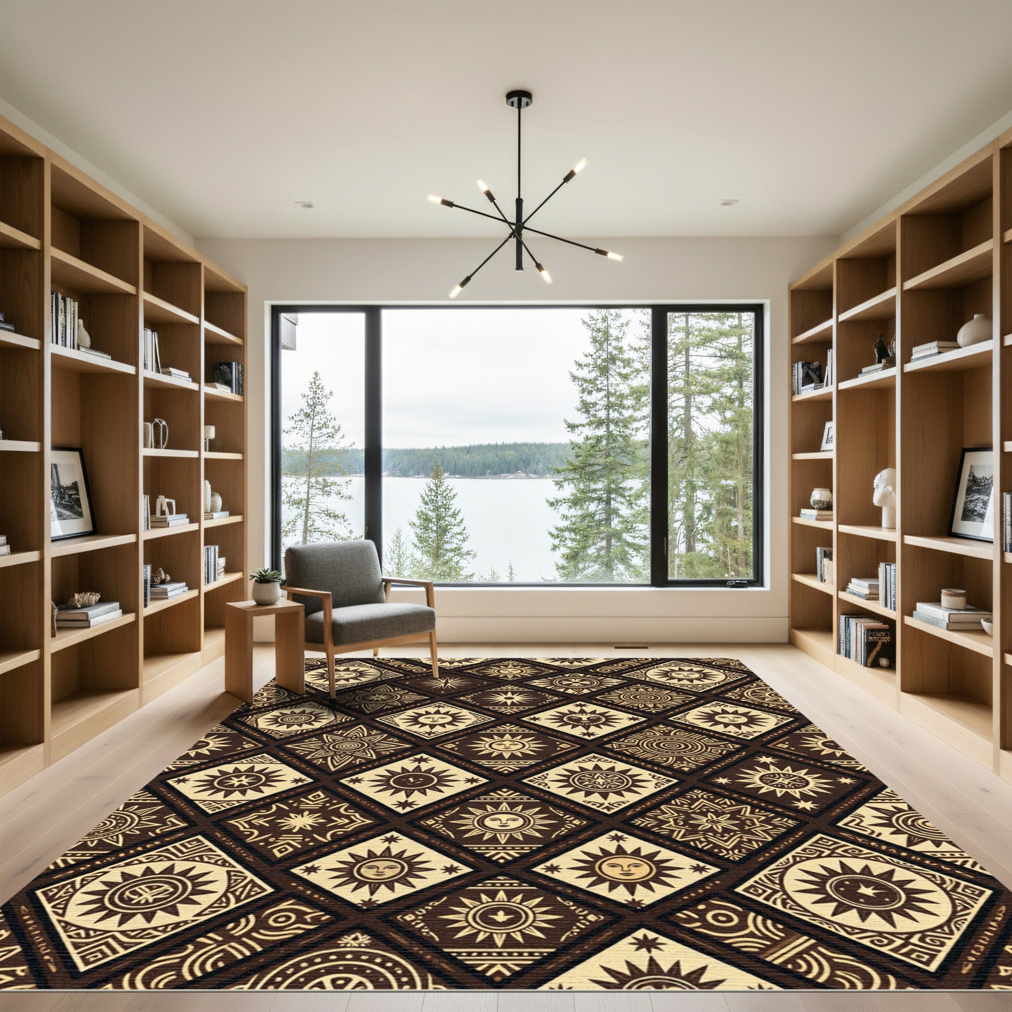 Celestial Sun Diamond Gold Brown Rug