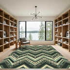 Sage Green Tribal Zigzag Mask Chevron Rug