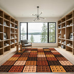Earthy Tones Multi Square Grid Mosaic Rug