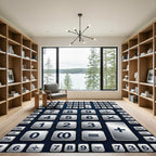 Modern Metallic Calculator Grid Rug