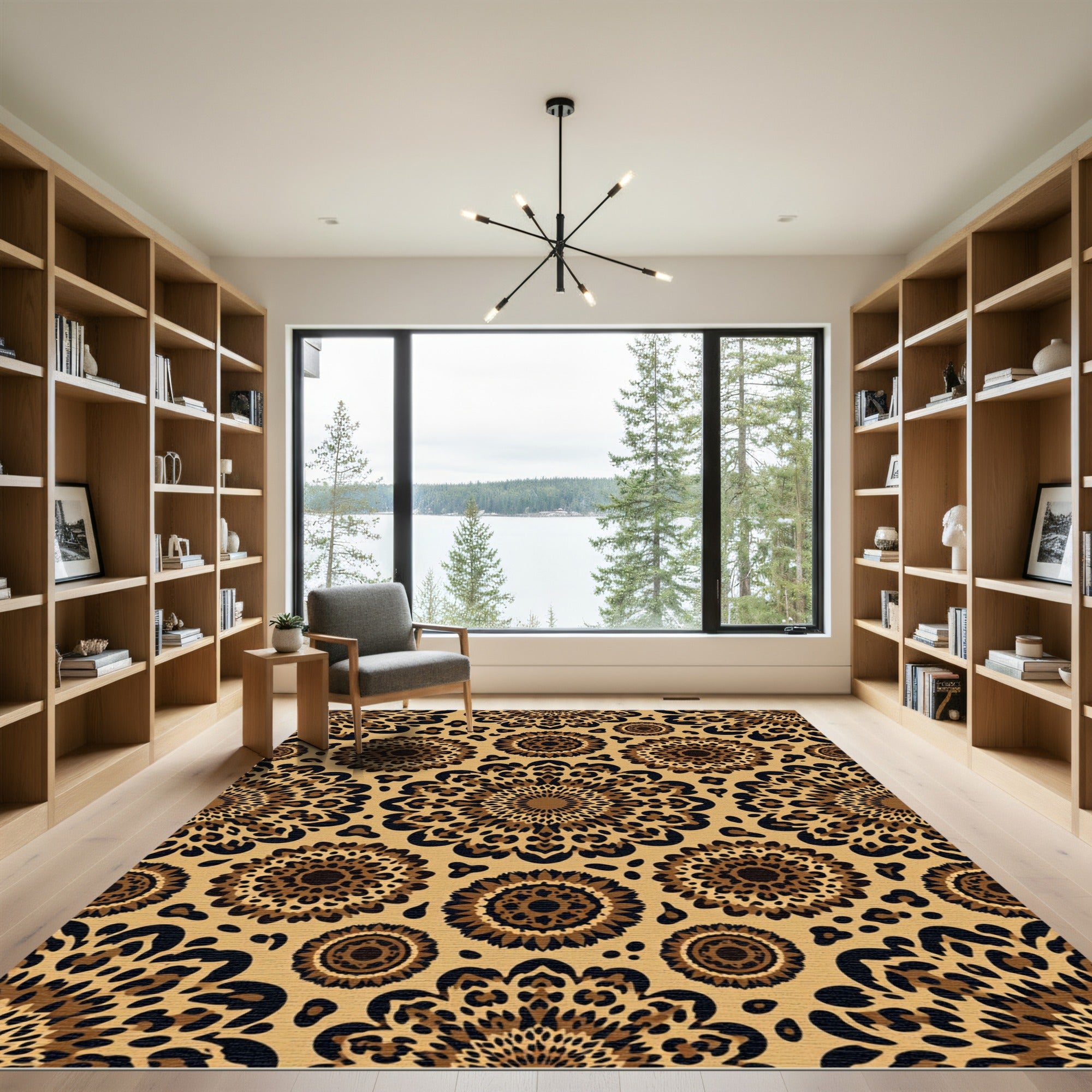 Animal Print Geometric Mandala Medallion Rug