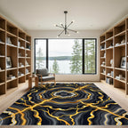 Luxurious Gold Veined Black Agate Rug