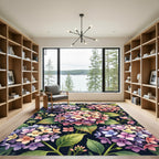 Vibrant Watercolor Hydrangea Floral Garden Rug
