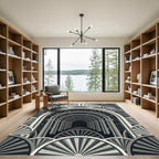 Monochromatic Archway Fan Motif Rug