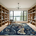 Fierce Tiger Roaring Among Jungle Blooms Rug