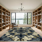 Abstract Sage and Charcoal Layered Mandala Rug