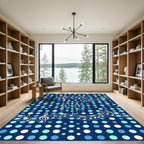 Blue Musical Notes Polka Dot Rug